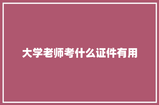 大学老师考什么证件有用