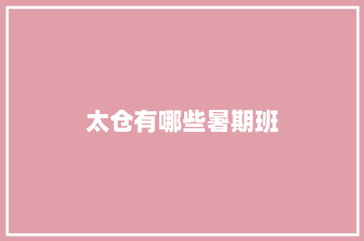 太仓有哪些暑期班
