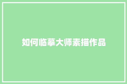 如何临摹大师素描作品