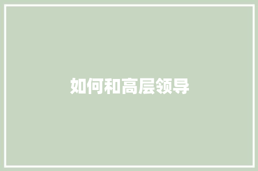 如何和高层领导