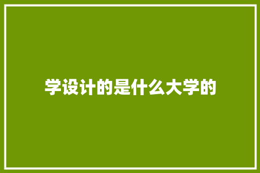 学设计的是什么大学的