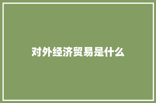对外经济贸易是什么