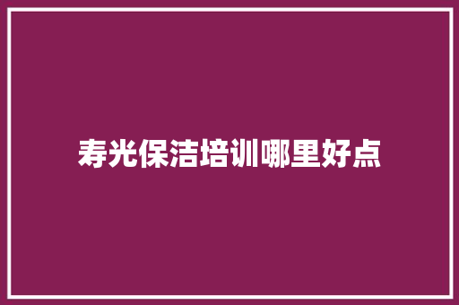寿光保洁培训哪里好点