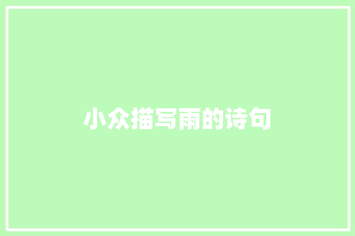 小众描写雨的诗句