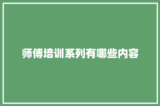 师傅培训系列有哪些内容
