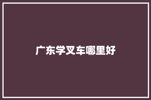 广东学叉车哪里好