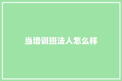 当培训班法人怎么样