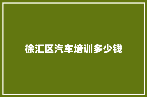 徐汇区汽车培训多少钱