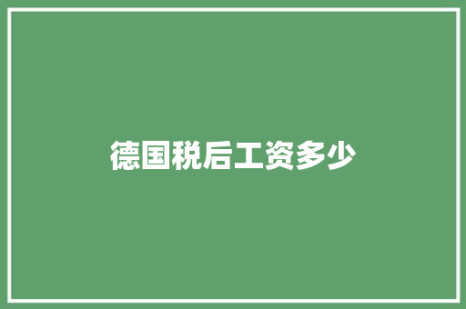 德国税后工资多少
