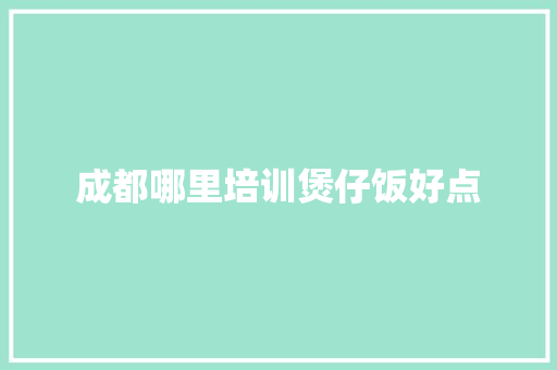 成都哪里培训煲仔饭好点