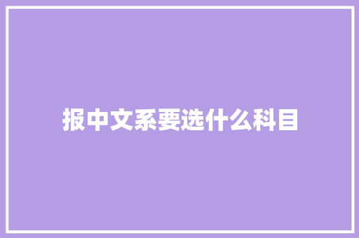 报中文系要选什么科目