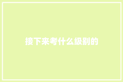 接下来考什么级别的