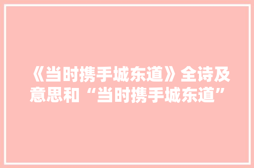 《当时携手城东道》全诗及意思和“当时携手城东道”的拼音注释
