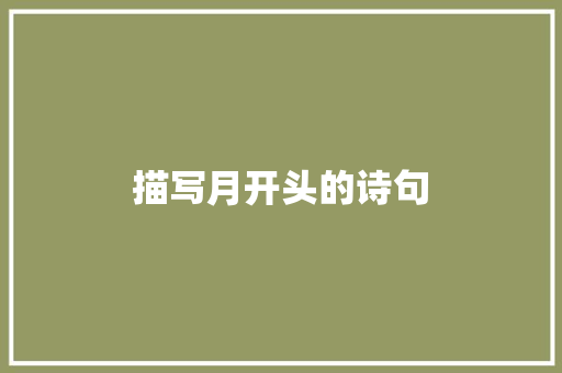 描写月开头的诗句