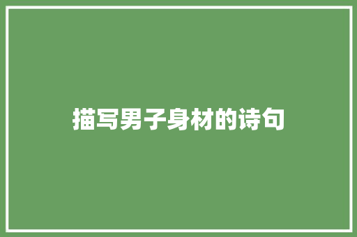 描写男子身材的诗句