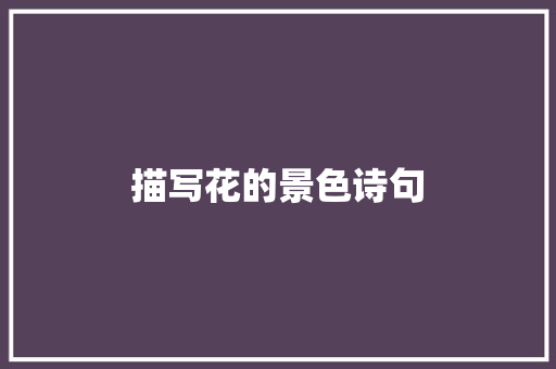 描写花的景色诗句