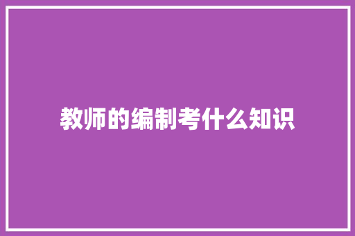 教师的编制考什么知识