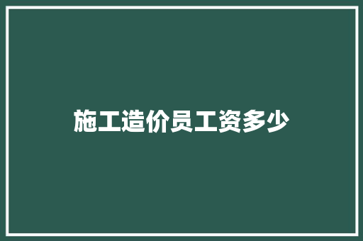 施工造价员工资多少