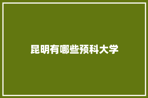 昆明有哪些预科大学