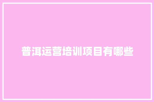 普洱运营培训项目有哪些