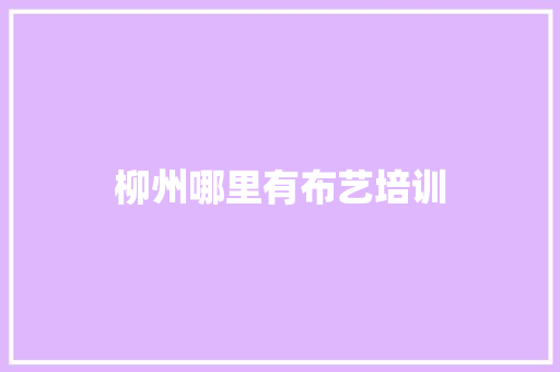 柳州哪里有布艺培训