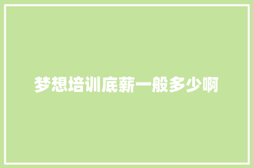 梦想培训底薪一般多少啊