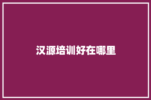 汉源培训好在哪里