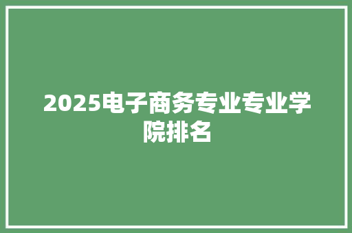 2025电子商务专业专业学院排名
