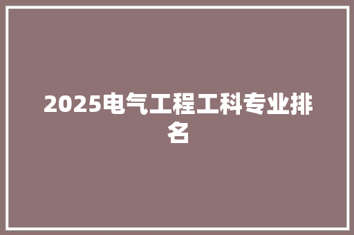 2025电气工程工科专业排名