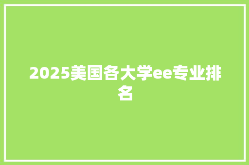 2025美国各大学ee专业排名