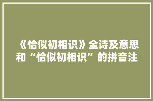 《恰似初相识》全诗及意思和“恰似初相识”的拼音注释