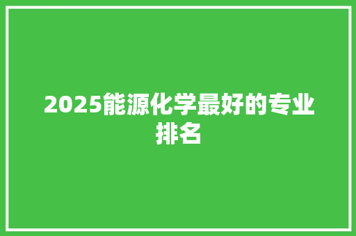 2025能源化学最好的专业排名