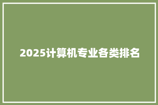 2025计算机专业各类排名