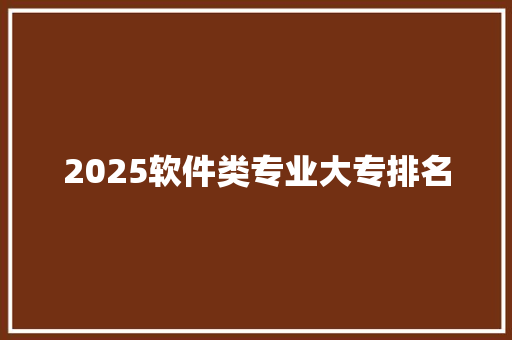 2025软件类专业大专排名