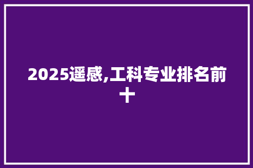 2025遥感,工科专业排名前十