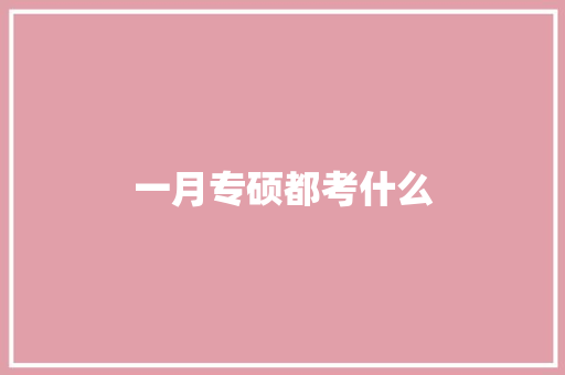 一月专硕都考什么