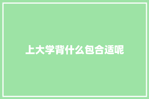 上大学背什么包合适呢