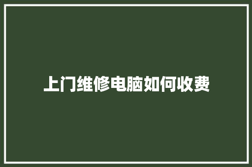上门维修电脑如何收费