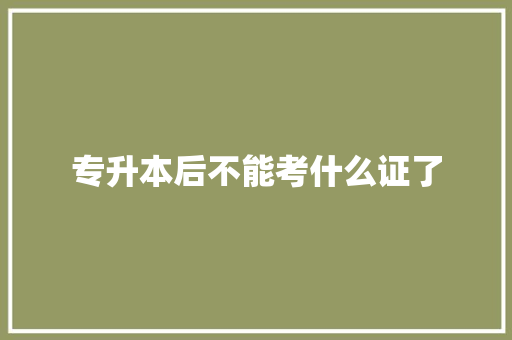 专升本后不能考什么证了