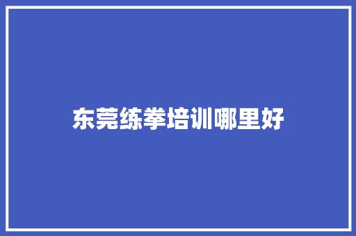 东莞练拳培训哪里好