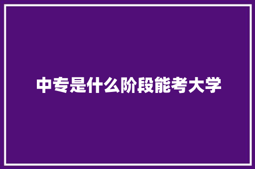 中专是什么阶段能考大学