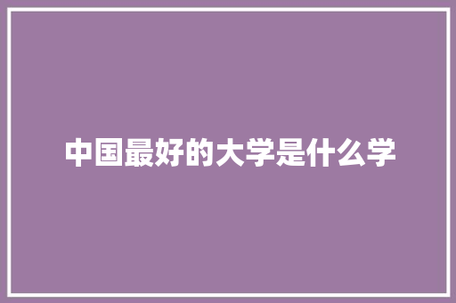 中国最好的大学是什么学