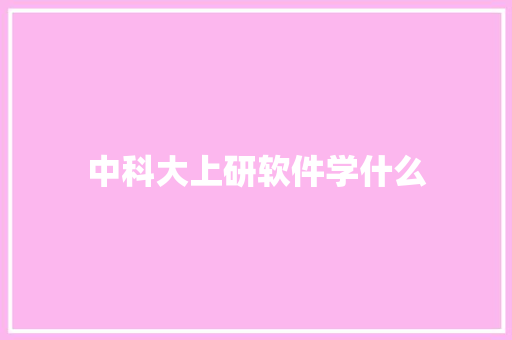 中科大上研软件学什么