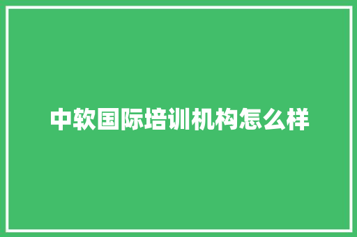 中软国际培训机构怎么样