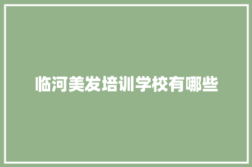 临河美发培训学校有哪些