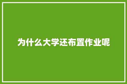 为什么大学还布置作业呢