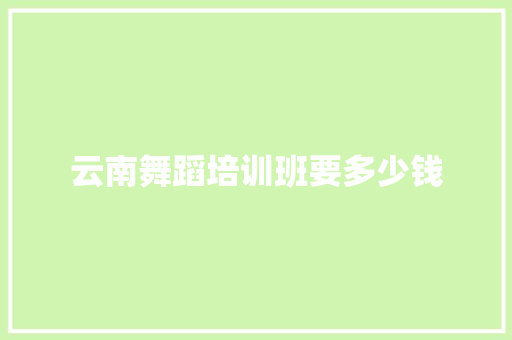 云南舞蹈培训班要多少钱