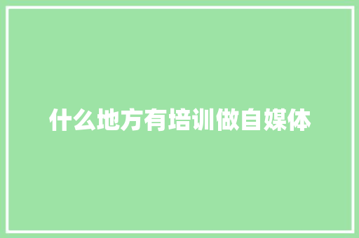 什么地方有培训做自媒体