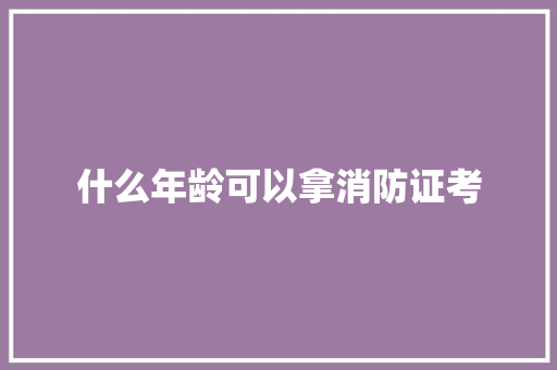 什么年龄可以拿消防证考