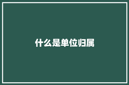 什么是单位归属